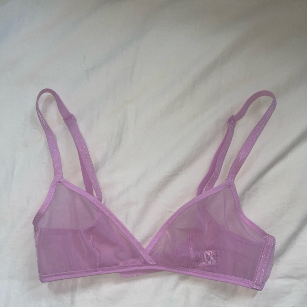 Skims pink mesh sheer bra